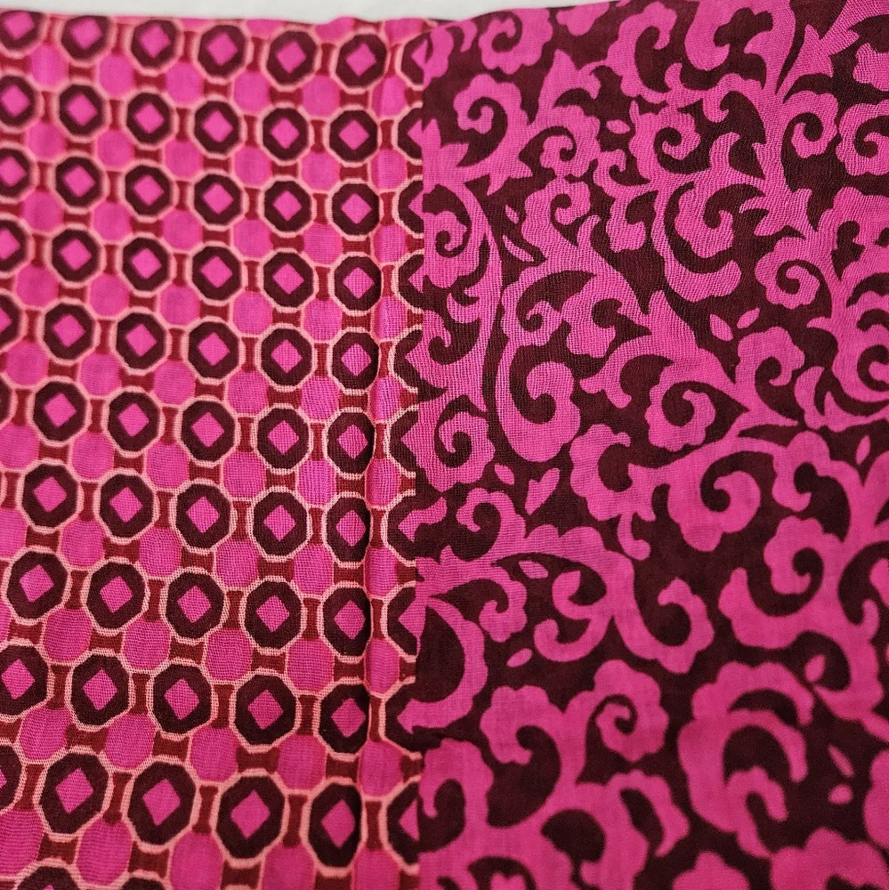 Isaac Mizrahi Scarf Mixed Pattern Fuscia Black Long NWOT